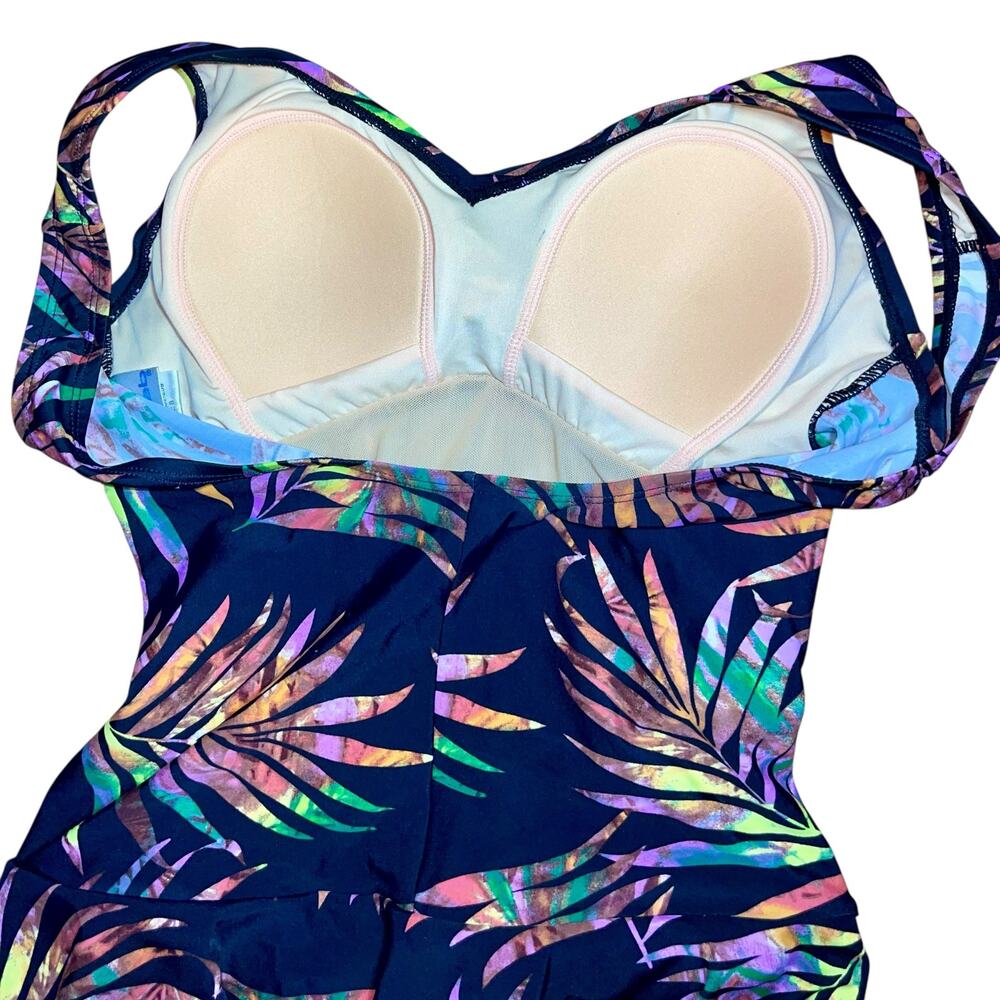 Ceeb One Piece Swimsuit Skirt Palm Leaf Tummy Control - Picture 6 of 10